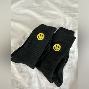 Urban Outfitters: smiley face socks (2) (black)